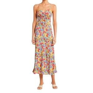 Faithfull the Brand Shayna Midi Dress XS Colourful Floral La Fortuna Rayon